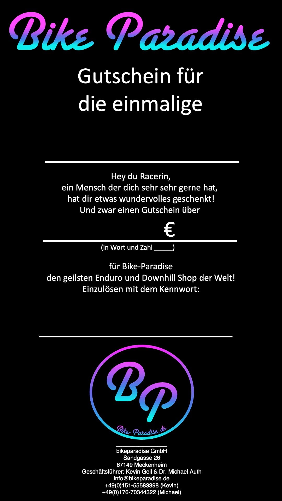Geschenkgutschein Bike-Paradise - bike-paradise